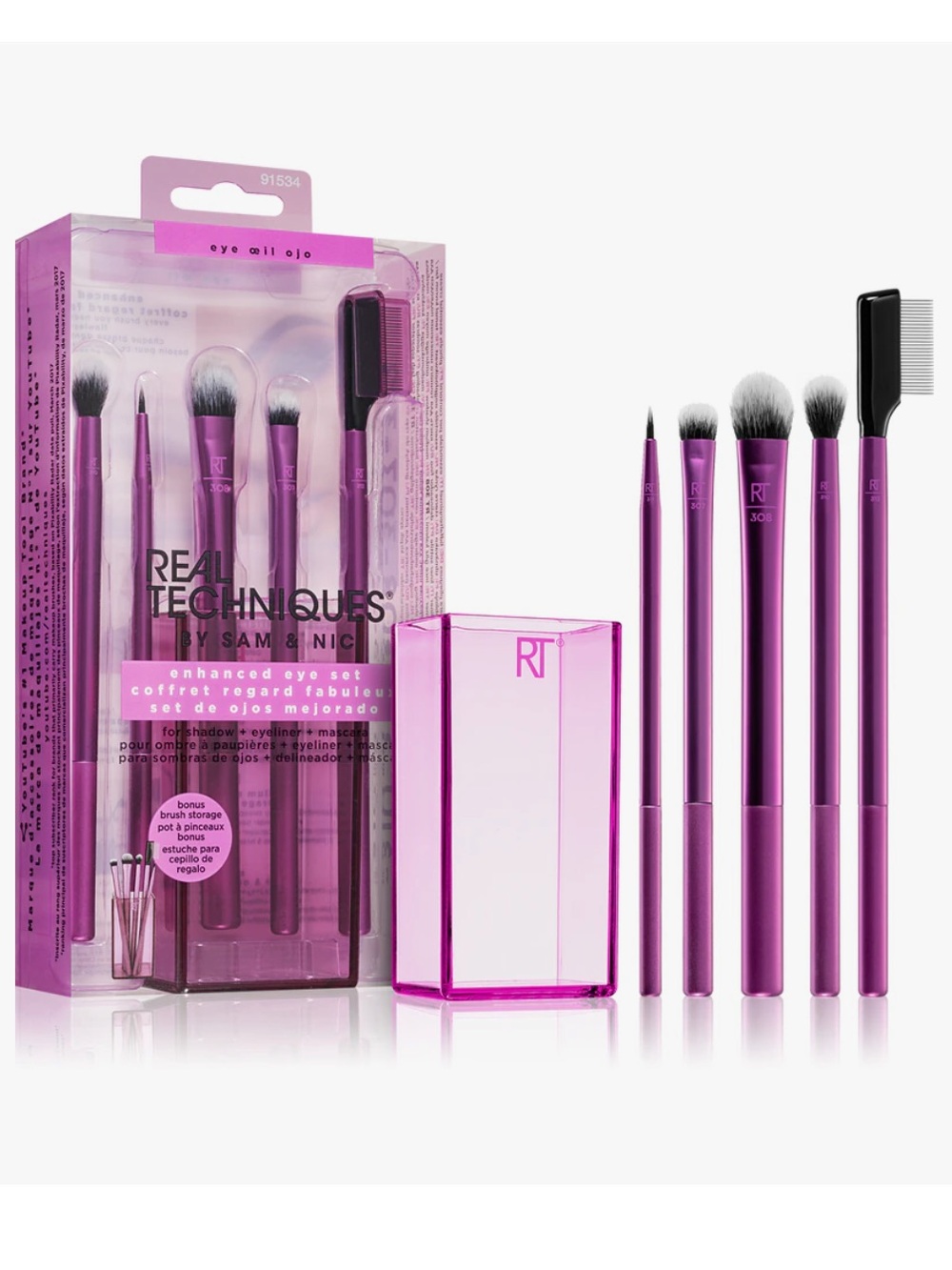 RT Real Techniques Enhanced Eye Set of 6-Eye Brush Set with Holder